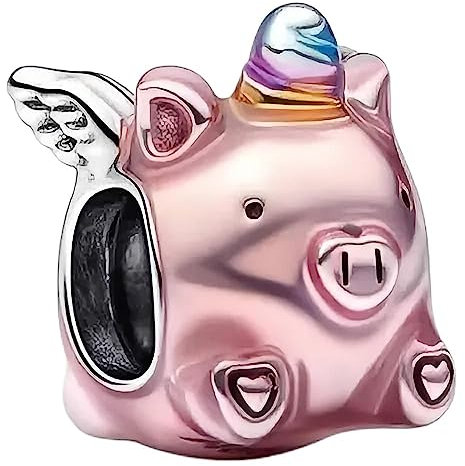 Abalorios Charms Colgantes de Cerdo unicornio volador Cuentas Plata de Ley 925 con Compatible con Pulsera Europeo, Charms para Mujer Niña