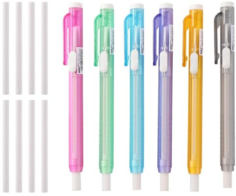 Radiergummi Stift, Pen-Style Radierer, Erasers, Erasing Pen, Steckradierer, 6 Stück Radierer, 8 Stück Ersatz Radiergummi-Nachfüllungen