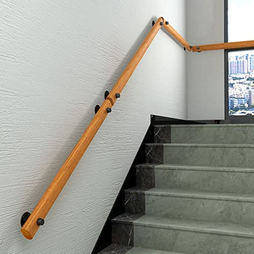 NZPOST Professioneller Handlauf aus Kiefernholz, Komplettset, rutschfeste Holzhandläufe für Innentreppen, barrierefreie Treppe für ältere Menschen (Holzfarbe 4 Fuß/120 cm)