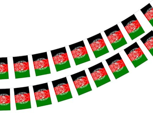 Pandiui23 Afghanistan-Flagge, 40 Stück, 14 x 21 cm, 11,4 m, Patriotisch, Dekorationsbanner