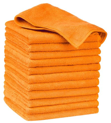 Uxcell Microfiber Cleaning Cloth, 12 Pack Premium Microfiber Towels Lint Free Scratch Free High Absorbent and Reusable Cleaning Rags for Car, Household, Kitchen, Window Orange 30cm x 30cm
