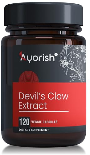 Ayorish Devils Claw Capsules 1000mg 120 Count Root Extract 20:1 Herbal Supplement Plant Based Botanical Formula Vegan Non GMO Herbal Extract Capsules