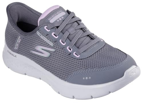Skechers Damen Go Walk Flex Clear Creek Slip-InTurnschuhe, Charcoal Textile/Lavender Trim, 40.5 EU