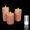 Meisterhome® 3er-Set Flammenlose LED Kerzen - Hellrosa - Rustik Design Stumpenkerze - mit Fernbedienung – mit Timer - Batteriebetrieben – Warmweiß - 10/12,5/15 cm hoch - mit flackernder Flamme