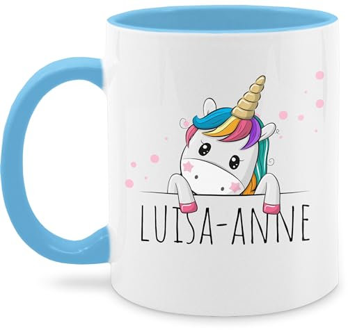 Tasse Tassen 325ml - Einhörner - Geschenk Einhorn Süß - 325 ml - Hellblau - einhorntasse einhorntassen unicorn unicorno kaffeetasse personalisierte geschenke mädchen einhornbecher kinder