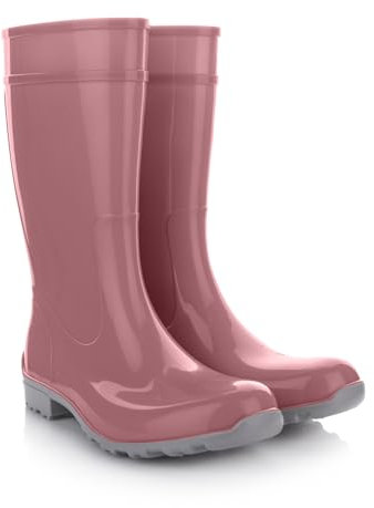 Lemigo Stivali di gomma da donna Impermeabili Stivali alti da pioggia Scarpe da giardino 967 Ilse (Rosa cipria, Sistema Taglie Calzature EU, Adulto, Numero, Media, 37)
