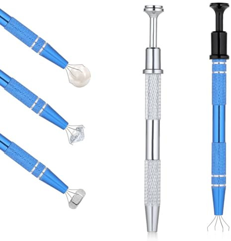 Molain 2 pinze per piercing a sfera, 12 cm, con 4 artigli, pinzette per piercing a sfera (argento + blu)
