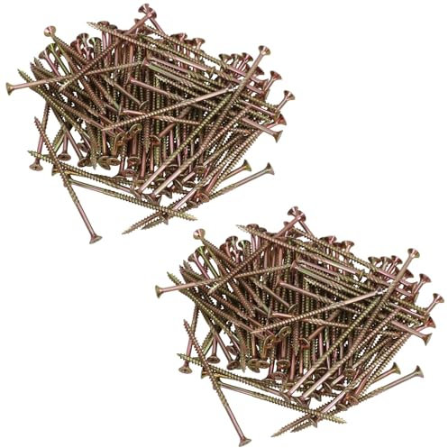 Lot de 200 vis à bois à tête fraisée 5 x 100 mm avec bord dentelé pour éviter les fissures PZ2