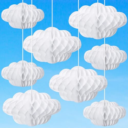 Affrolling Lot de 20 nuages artificiels à suspendre pour plafond, mariage, anniversaire, chambre d'enfant, fête prénatale (blanc, 2 tailles)
