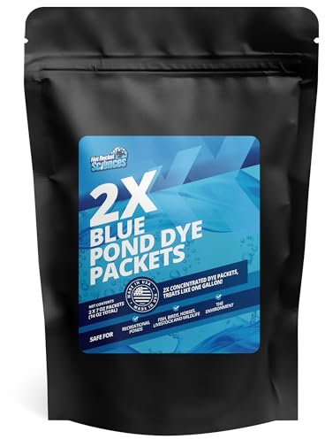 2 Packungen mit 2 x blauen Teichfärbepackungen – deckt 1 Acre ab, lösliche Teichfarbe blau für Teiche, ideal für Seen, Freizeitteiche, Fische und Wildtiere, konzentriertes Wasserfarbmittel für eine