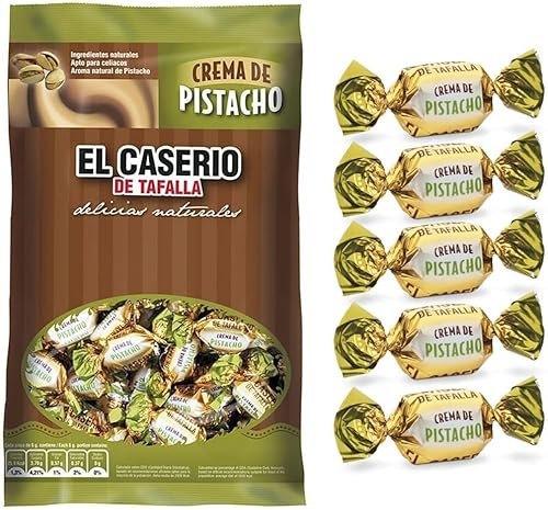 iChuches- Caramelos El Caserío Caramelos Tradicionales De Piñones, Dulce De Leche, Crema De CaFe, Sin Gluten (Caramelo crema de pistacho)