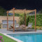 PURPLE LEAF Pergola Aluminium avec Guirlandes Lumineuses Exterieure Solaire Pergola Jardin Extérieur 3 x 3 m, Tonnelle Finition Teck, Toile Coulissante Rétractable, Kaki