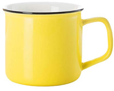 RUNZE765Z Coffee Cup Colored Coffee Cups,Flat Bottom Ceramic,Bright Multi Colored,Gift for Family,Porcelain Mugs for Coffee, Tea, Cocoa,9.5oz Tea Cup(Yellow)