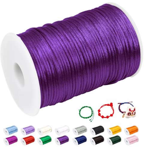 CAMAL Nylonschnur 2mm nylonfaden 100m Armband Schnur für Perlenschnur Nylon makramee Schnur für Chinesische Knüpfschnur, Windspielschnur, Kunsthandwerk (Lila)