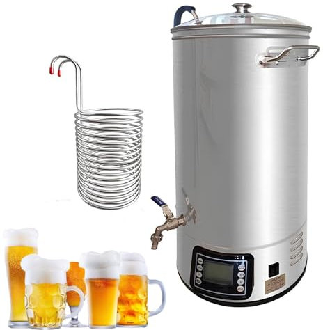 GUUFUFA Pentola per Birra da 13,2 Gal/50 L Birra Domestica all-in-One con Pompa Dispositivo di bollitura del Mosto con Pannello Sistema di Produzione di Birra Elettrico modalità Automatica/Manuale