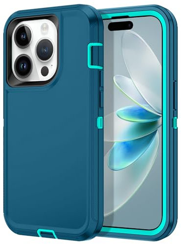 Petocase for iPhone 14 Pro Case Shockproof Dust/Drop Proof 3-Layer Full Body Protection [Without Screen Protector] Rugged Heavy Duty Cover Case for Apple iPhone 14 Pro 6.1 2022,Turquoise