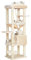 Heybly Arbol para Gatos, Altura 153 cm,con 7 Postes Rascadores, Plataformas, Cesta, Cueva, Hamaca, Pompones, Adultos Torre de Gatos Casita Juego para Mascota Beige HCT050M