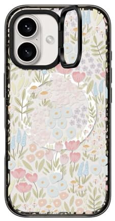 CASETiFY Eleanor Impact Ring Stand Schutzhülle für iPhone 16 [Ständer/2 m, 3 x Fallschutz in Militärqualität, kompatibel mit Magsafe] – Transparent Schwarz