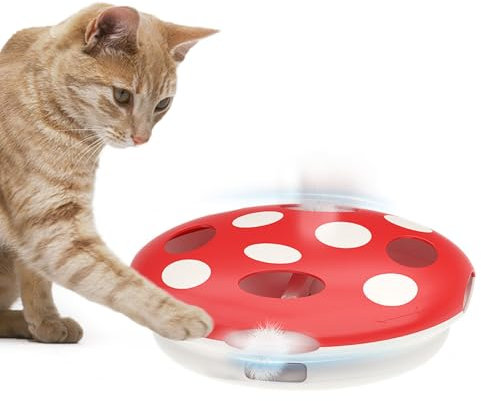 Namsan Interaktives Katzenspielzeug Infrarotsensor Ausgestattet Katzenspielzeug Selbstbeschäftigung mit Feder Type-C Aufladbar Leise Elektrisch - Rot