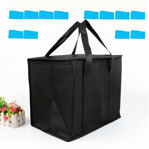Kühltasche Faltbar 35L mit 12 Eispacks - Langanhaltende Frische, Robuste Thermotasche für Einkauf - Insulated Lunch Bag