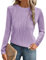 Gemulate t Shirts for Women Trendy Womens Fall Tops Dressy Casual Long Sleeve Textured top Women's Fashion Knit top Light Purple L