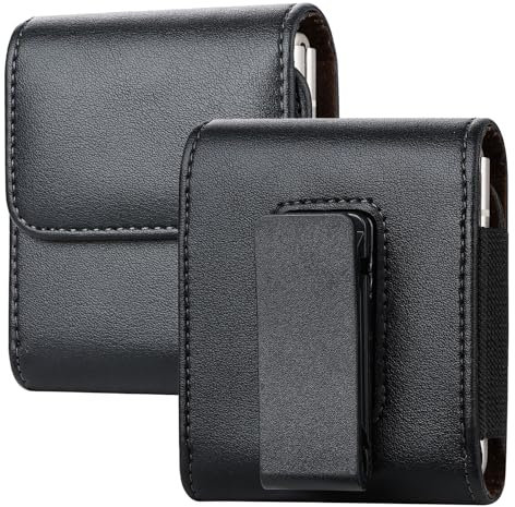 Handytasche Gürtel Kompatibel mit Samsung Galaxy Z Flip 6/5/4/3/Z Flip/Motorola Razr 40/50 Ultra Gürteltasche mit Gürtelclip,Leder Handy Tasche Herren Gürteltasche für Galaxy Z Flip 6 Serie.Schwarz