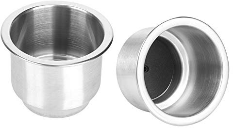 2 Pièces Porte-Boissons en Acier Inoxyble argenté Support de Tasse Portable pour Tables Comptoirs Tableaux de Bord Sièges avec Trous de Drainage Joints et Doublure pour