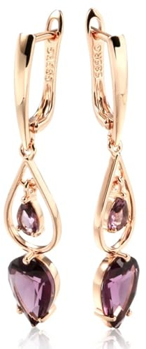 BISONBLUE Orecchini Donna Orecchino Moda Donne Orecchini Pendenti Lunghi in zircone Naturale Viola per Donna Accessori Moda Goccia d'Acqua H1194