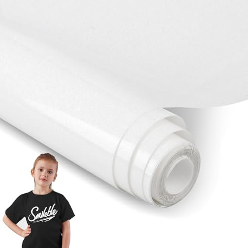 Kigniote Plotterfolie Textil Glitzer Weiss, 30,5 x 200 CM Heat Transfer Vinyl Plotter Bügelfolie, Flexfolie Plotter Textil Transferfolie zum Aufbügeln für DIY T-Shirt, Stoffe, Hoodie