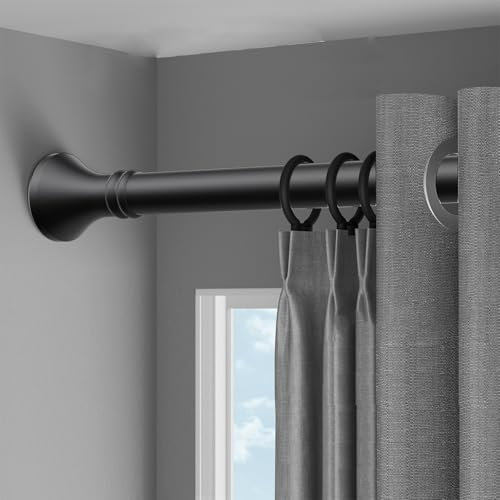 Gardinenstange Ohne Bohren Lang Gardinenstange Extra 40-500cm Länge Duschstange Edelstahl Klemmstange Ausziehbar für Badezimmer, Schrank, Schlafzimmer und Balkon(Schwarz,310-400cm)