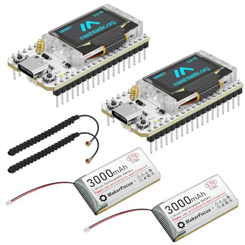YELUFT 2 Sätze ESP32 LoRa V3 Entwicklungsboard mit 3000mAh Akku und 868MHz Antenne Integriertes WiFi Bluetooth SX1262 für Meshtastic IoT Arduino