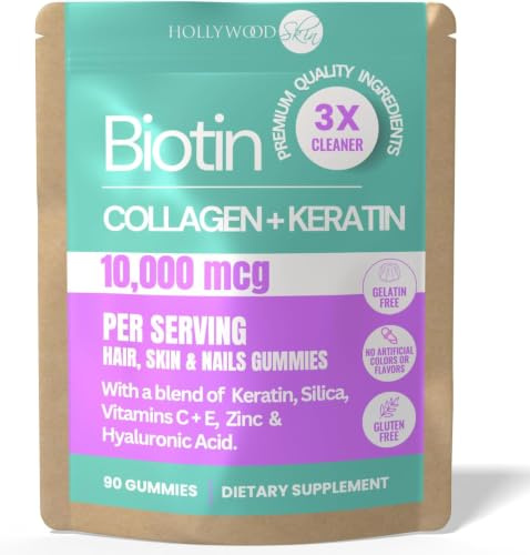 2X Stronger Hair Growth & Nail Strength Gummies – 10,000 mcg Biotin, 1500 mg Collagen & 300mg Keratin – Thicker, Fuller Hair, Stronger Nails, Radiant Skin – Clinically Proven in 30 Days.
