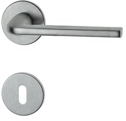 Ghidini Maniglia per porte interne TOY, zama, finitura ZCS, con rosetta tonda Ø50x5 e bocchetta foro chiave, ideale per porte con spessore standard di 38-42mm