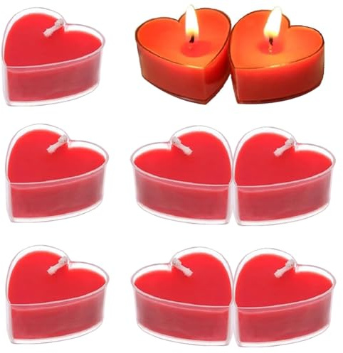 QYEHF Herz Kerzen, Romantische Herzkerzen, Herz Teelichter, Duftkerze Herz Kerzen,für Valentinstag Dekoration Geschenk Hochzeit Deko Tischdeko, Party, Jubiläum, Hochzeit-4CM (Große rote 9PCS)