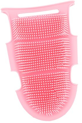 Gogogmee Silicone Bath Brush Glove for Body Massage Gentle Exfoliating Bathing Tool for Adults and Skin-Friendly Deep Cleaning Spa Glove Soft Non-Scratch Silicone Massage Mitt in Pink