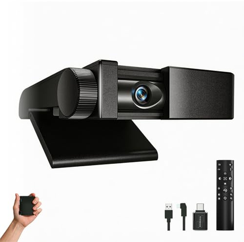 Tivroco 4K Webcam für PC, Webcam mit Mikrofon, Privatsphäre, Plug and Play, Autofokus, 10-facher Zoom, ultrakompakte USB-Laptop-Webkamera, geeignet für Laptops/Desktops/Zoom/Teams (4K)