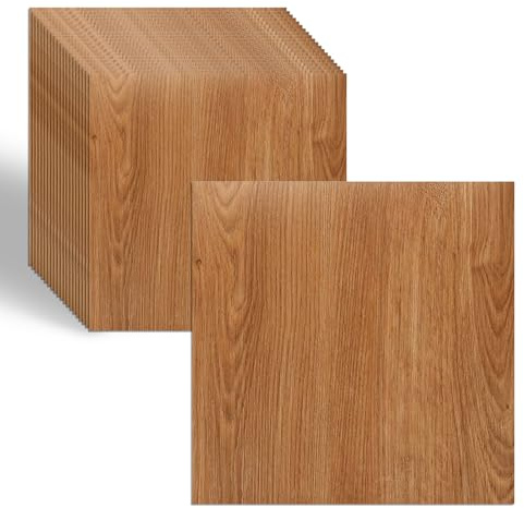 20 Stück PVC Bodenbelag Selbstklebend, Vinylboden Selbstklebend Wandpaneele Holzoptik Bodenfliesen Wandpaneele Holzmaserung Dekorative für Wohnzimmer, Schlafzimmer, Küche, 30x 30cm (Eiche Klassische)