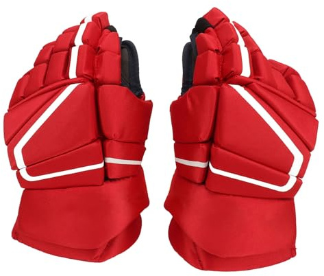 1 Paar rote Eishockey-Handschuhe, Handschutz für Erwachsene, Eishockey-Handschuhe für Rollschuhlaufen (8 Zoll)