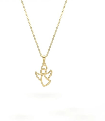 Suzan Gold® 375 Echtgold Halskette für Damen mit Engel-Anhänger filigran spirituell elegant wasserfest hypoallergen – Angelia Glow – zeitloser Goldschmuck als bedeutungsvolles Geschenk
