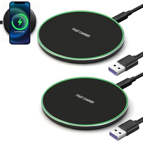 35W Induktives Ladegerät 2er Pack Kabellose Qi Ladestation Schnellladepad mit LED Anzeige, Wireless Charger für Phone 17 16 15 14 13 12, Galaxy S25 S24 S23, Pixel 9 8, kompatibel mit Air Pods