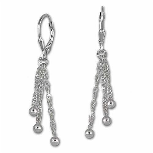 SilberDream Ohrringe für Damen 925 Silber Ohrhänger 3er Kettchen Kugel SDO5673 Silber Ohrhänger