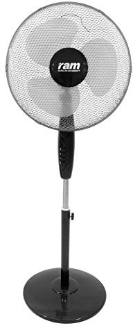 RAM 08-355-325 Oscillating Floor Fan 400 mm Solid Base 16 Inch 3-Speed 100 x 100 x 3.83 cm White