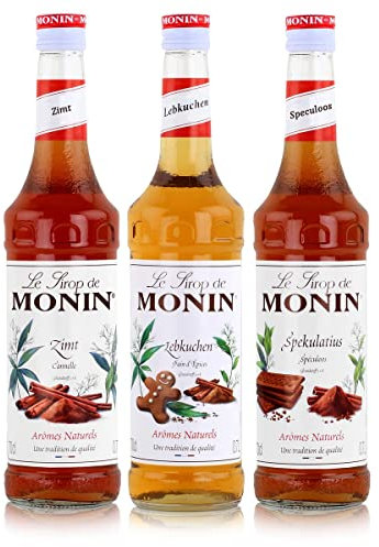 Monin Weihnachtszauber Set (3 x 0.7l Flaschen: Zimt, Spekulatius, Lebkuchen)