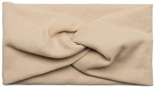 styleBREAKER Damen Haarband mit Twist Knoten in Feinripp Optik | Weiches Stirnband für Sport und Alltag | One Size elastisch, Farbe:Beige