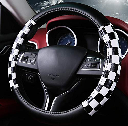 Coprivolante Griglia per Auto Unisex in Pelle Microfibra Stile Universale 38 cm Bianca