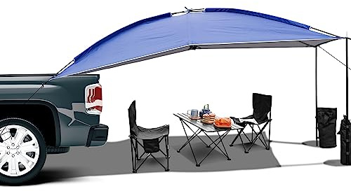 UBOWAY Awning Sun Shelter: Waterproof Auto Canopy Camper Trailer Tent Roof Top for SUV Minivan Hatchback Camping Outdoor Travel 5-6Persons