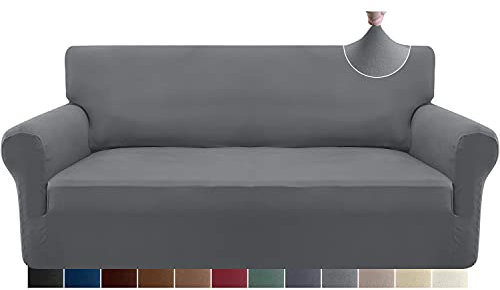 Granbest Strecken Couch überzug 4 Sitzer Superweich Sofabezug für Wohnzimmer Sehr Fit Möbel Schutz Nicht Rutschen Sofaüberwurf Waschbar (4 Sitzer, Hellgrau)