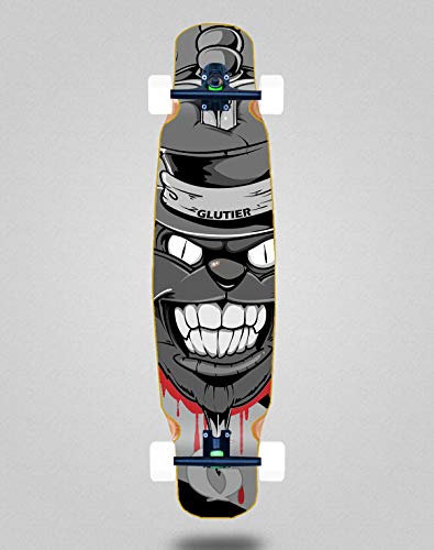 Glutier Skateboard Longboard Complete Mix Bamboo 46x9 Gr Cat Grey