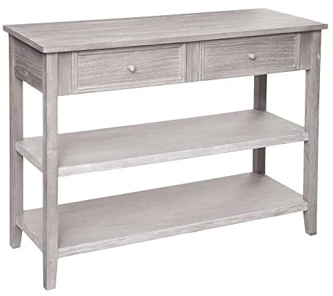Atmosphera - Console Charme - Bois Blanchi - 2 tiroirs