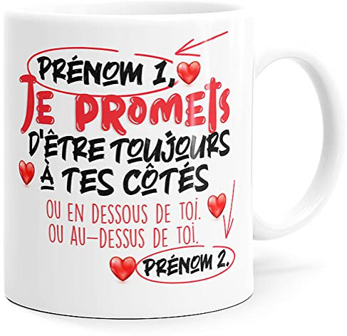 Luigi Collection Mug Personnalisable Amour Je Promets Humour Tasse Message drôle Personnalisé Prénom. Idée Cadeau Original Ami Couple Amoureux Collègue Femme Homme pour Anniversaire St Valentin Noël